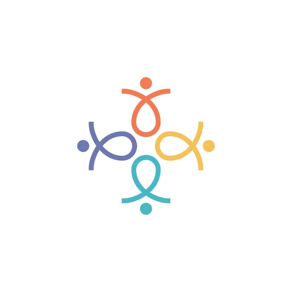 Dört Insan Soyut Logosu — Stok Vektör