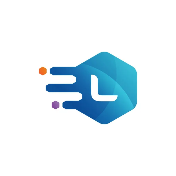 Eerste Brief Zeshoek Afgerond Logo — Stockvector