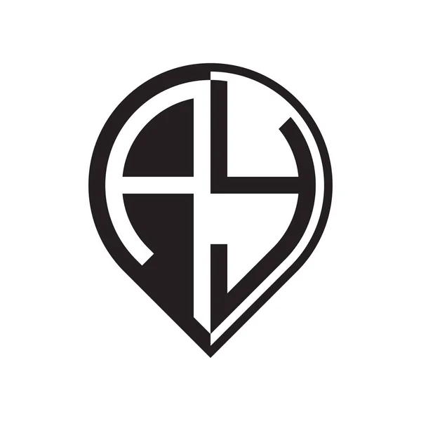 Pierwsza Litera Kodu Pin Logo Czarny — Wektor stockowy