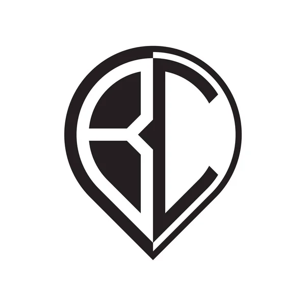 Initiale Lettre Broche Logo Noir — Image vectorielle