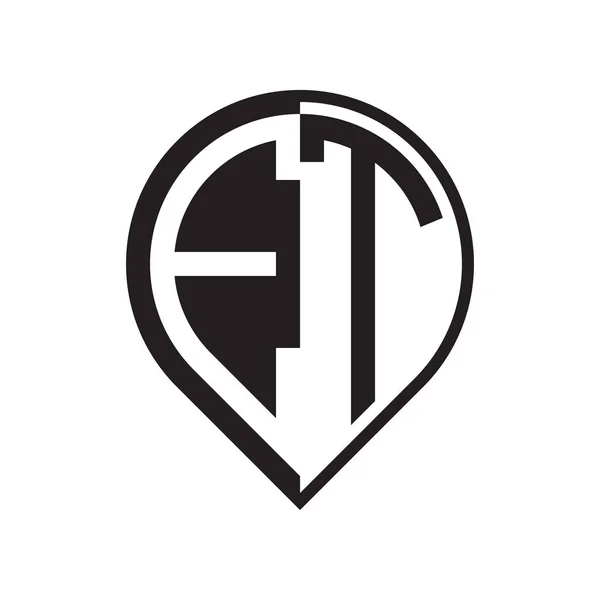 Initiale Lettre Broche Logo Noir — Image vectorielle