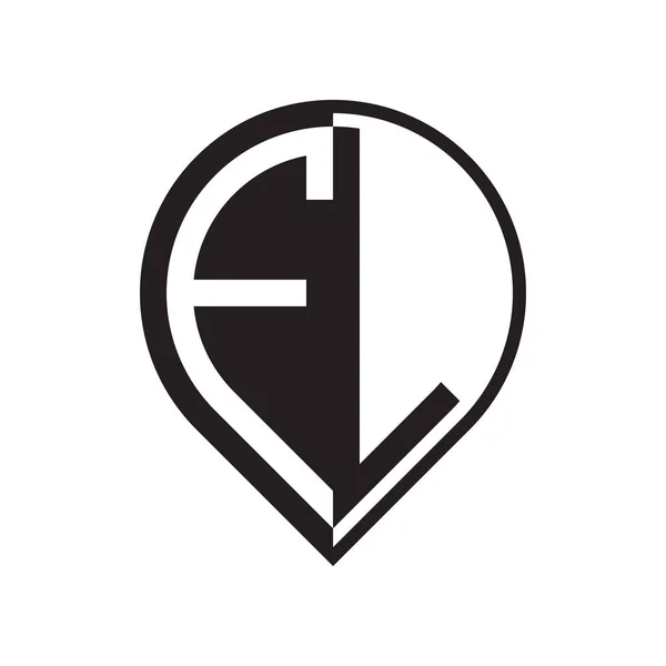 Letra Inicial Pin Logo Negro — Vector de stock