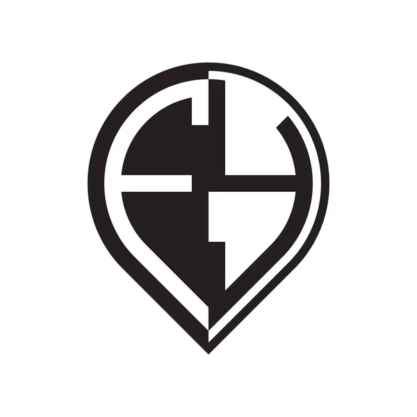 Pierwsza Litera Kodu Pin Logo Czarny — Wektor stockowy