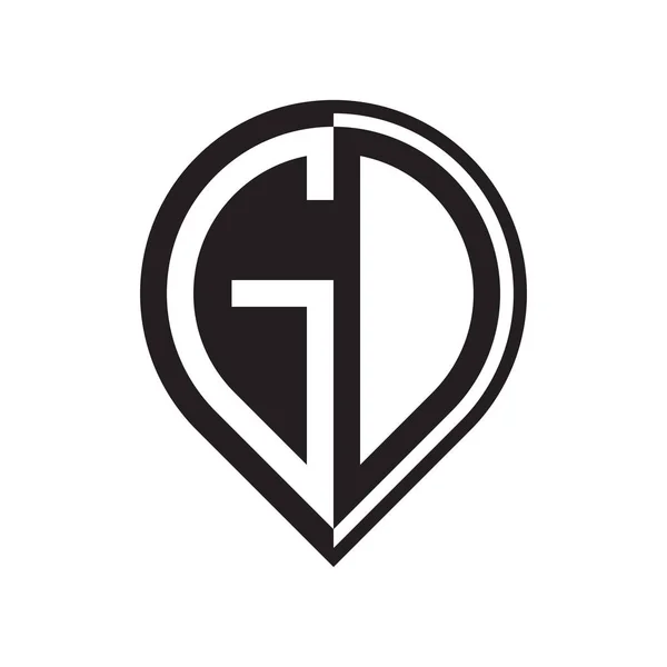 Letra Inicial Pin Logo Negro — Archivo Imágenes Vectoriales