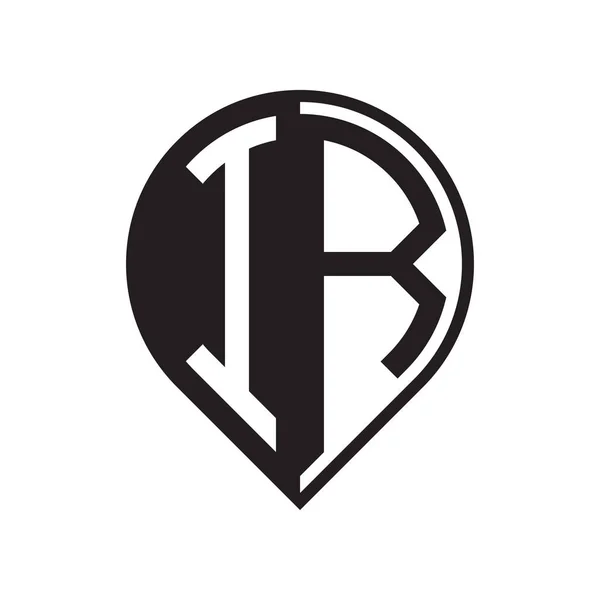 Eerste Brief Pin Logo Zwart — Stockvector