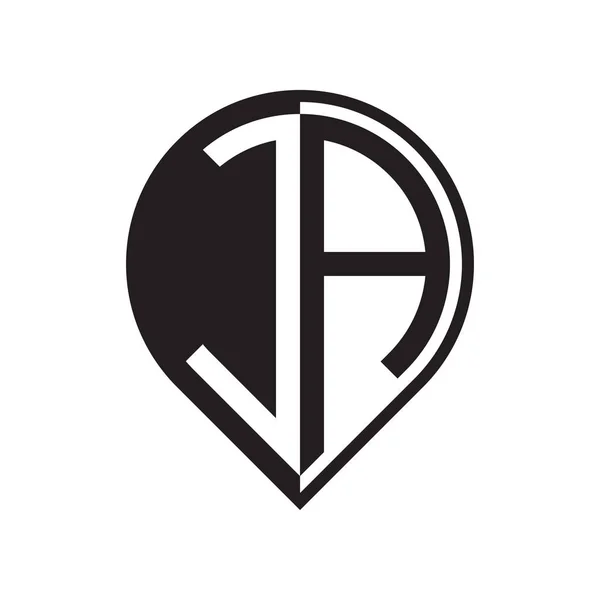 Begynnelsebokstav Pin Logotyp Svart — Stock vektor