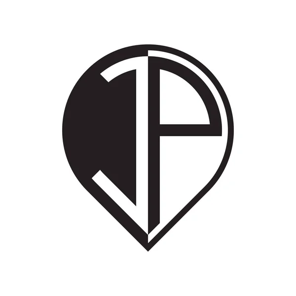 Logotipo Pino Letra Inicial Preto — Vetor de Stock