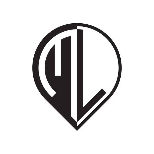Αρχικό Γράμμα Pin Λογότυπο Μαύρο — Διανυσματικό Αρχείο