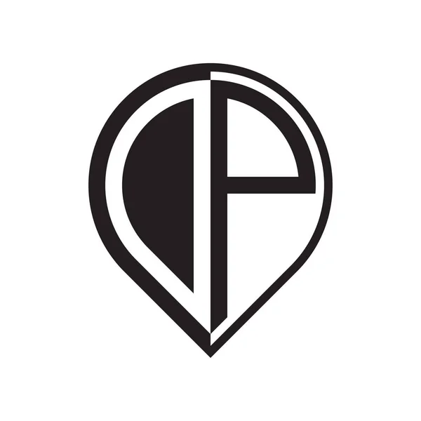 Logotipo Pino Letra Inicial Preto — Vetor de Stock