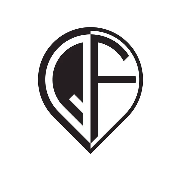 Letra Inicial Pin Logo Negro — Vector de stock