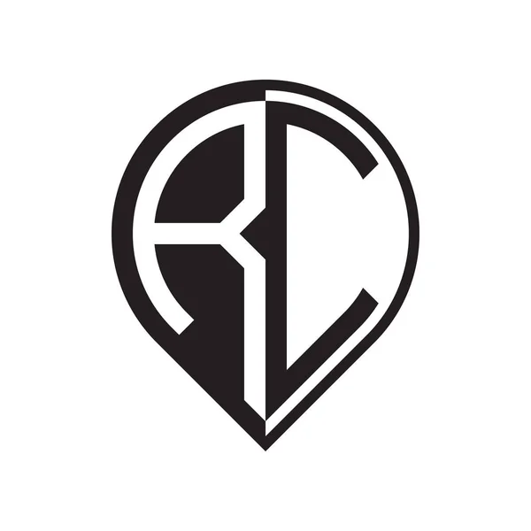 Initial Letter Pin Logo Black — Stock Vector