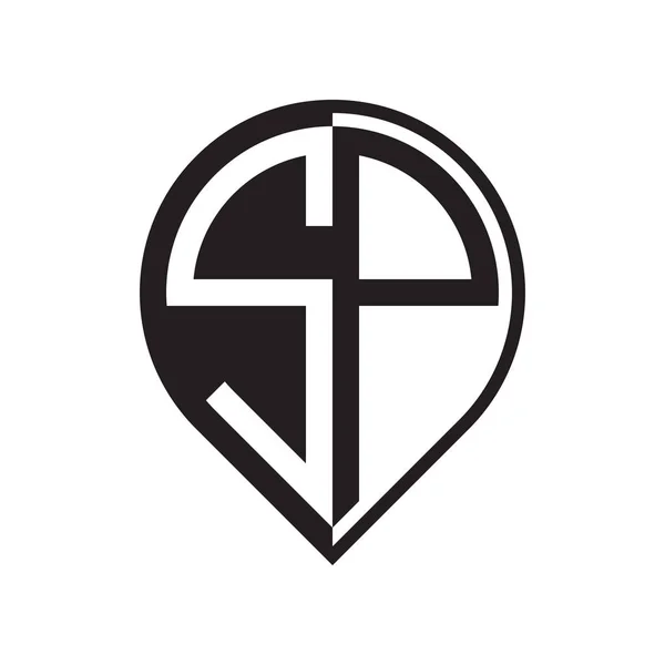 Initial Letter Pin Logo Black — Stock Vector