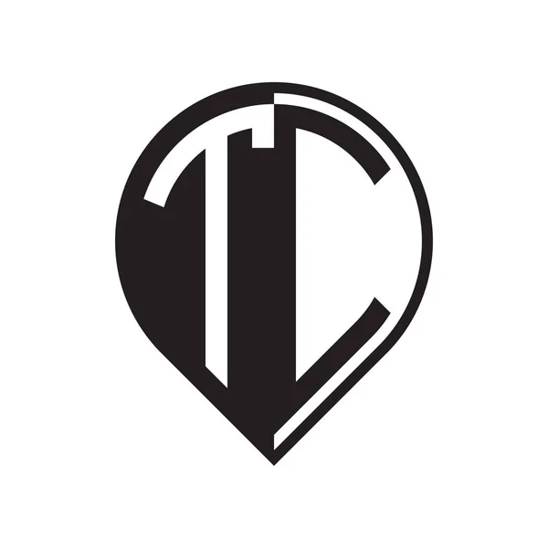 Lettera Iniziale Pin Logo Nero — Vettoriale Stock