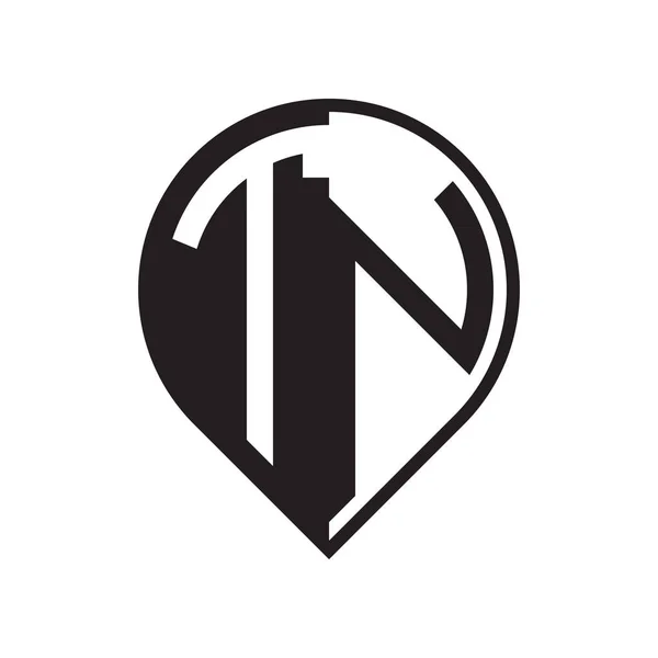 Begynnelsebokstav Pin Logotyp Svart — Stock vektor