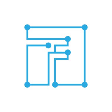 ilk harf F blockchain logosu kare anahattı kontur