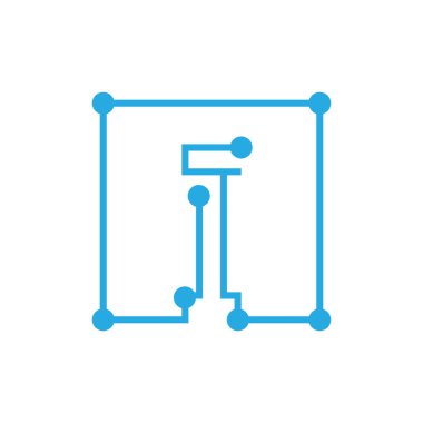 ilk harf ı blockchain logosu kare anahattı kontur