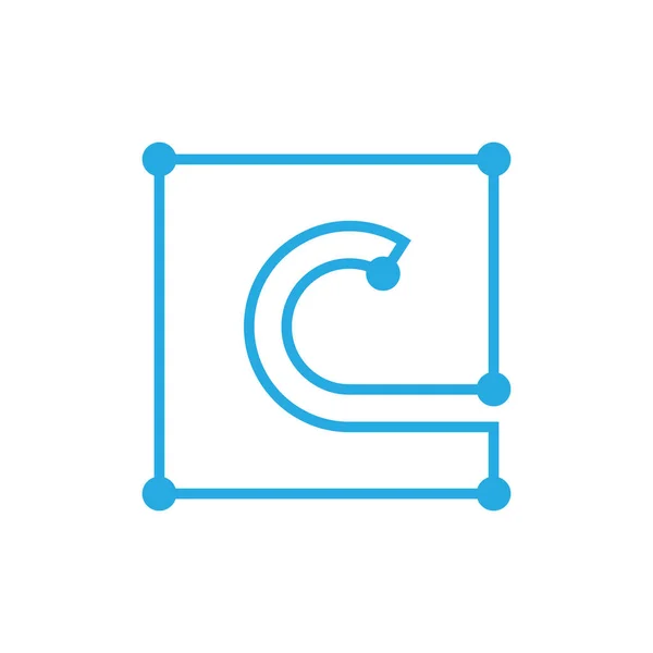 Letra Inicial Blockchain Logo Cuadrado Esquema Carrera — Vector de stock