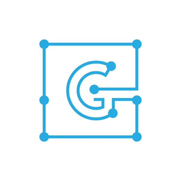Lettre Initiale Blockchain Logo Carré Contour Course — Image vectorielle