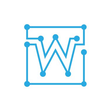 ilk harf W blockchain logosu kare anahattı kontur