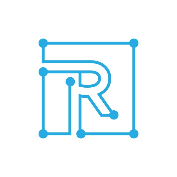 Eerste Letter Blockchain Logo Vierkante Omtrek Lijn — Stockvector