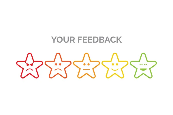 Tuo Feedback Cinque Stelle Linea Ictus Emoji — Vettoriale Stock