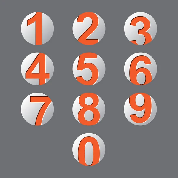 Set Orange Number Icon Shadow — Stock Vector