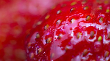 Sulu kırmızı çilek. Yakın çekim.