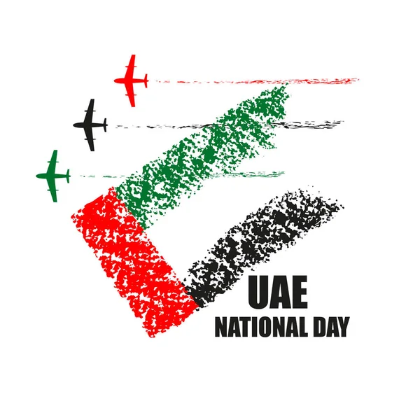 Cartaz Dia Nacional Dos Emirados Árabes Unidos Com Aviões Realizando — Vetor de Stock