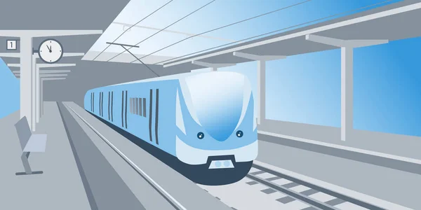Железнодорожный Вокзал Ждет Векторной Иллюстрации — стоковый вектор