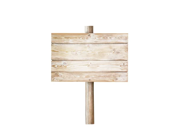 Wooden planks signboard on the pole isolated on white — 스톡 사진