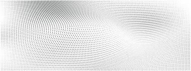 Kağıt tanecikli ses efekti için vektör dalgası ve komik polka desenli yarım ton nokta deseni. Kitap pikseli poster kaplamalı soyut gradyan noktasız tasarım.