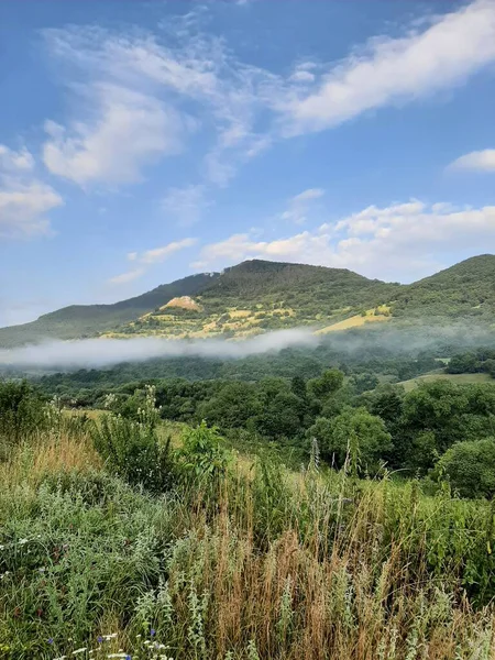 Romanya 'nın arka planında bir dağ olan güzel bir manzara