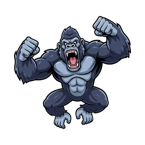 Kızgın Goril Sıçrayan Maskot Çizimi