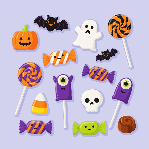 Flat Halloween Şeker İllüstrasyonu