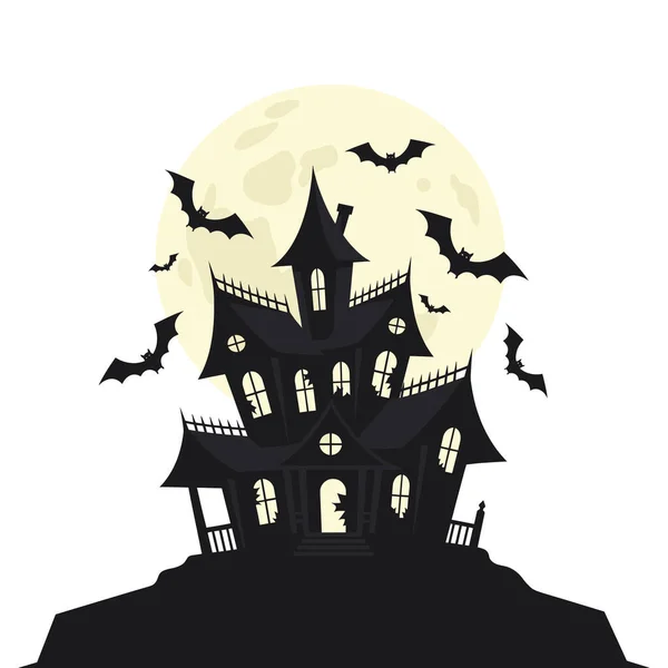 Düz Cadılar Bayramı Hayaletli Ev Çizimi