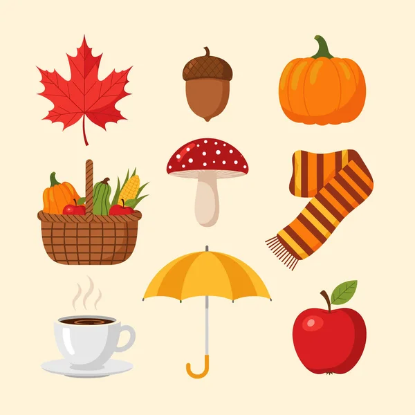 Sonbahar Sezon Simgeleri Resimlendirmeyi Ayarladı