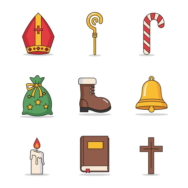 Aziz Nicholas Günü Simgeleri Koleksiyon Çizimi