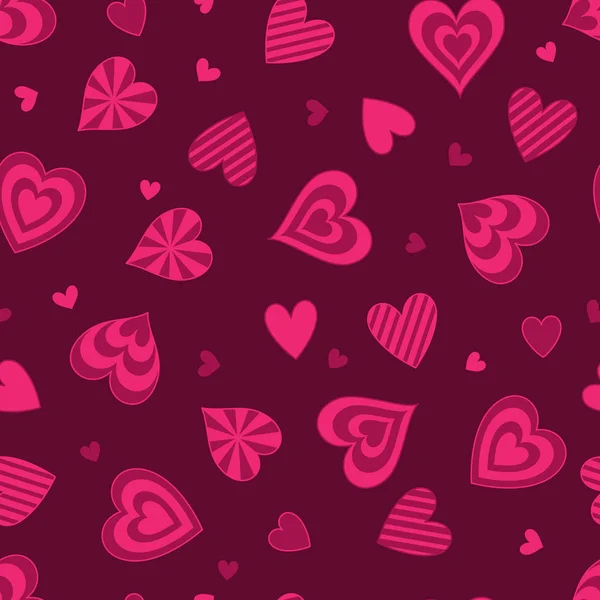 Universal Abstract Seamless Pattern Purple Hearts Sur Fond Rose Foncé — Image vectorielle