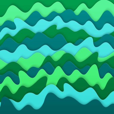 Evrensel soyut gerçekçi 3d Kağıt arka plan kes. Stilize dalga kağıt mavi, mavi, yeşil, Turkuaz renkleri dokusuna. 