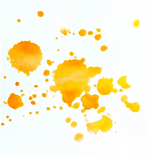 Ensemble Éléments Conception Blobs Aquarelle Orange Isolés Sur Fond Blanc — Photo