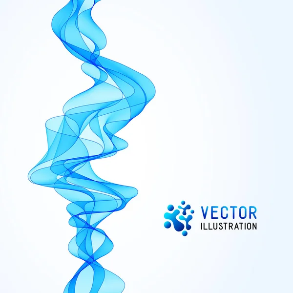 흰색 Backdr에 수직 블루 웨이브 라인 추상적 인 배경 — 스톡 벡터