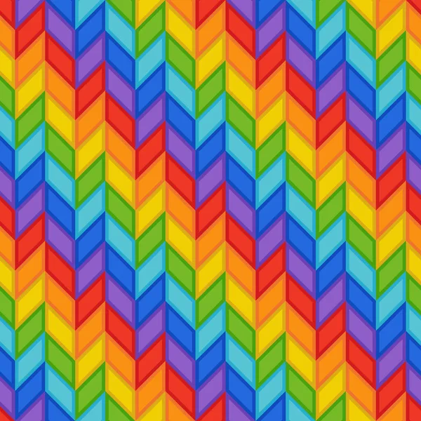 Gökkuşağının mavi, turuncu, kırmızı, yeşil, mor, sarı Rhombs çizgilerinin geometrik kusursuz deseni. Basit Geometrik Şekillerin Sürekli Simetrik Renkli Arkaplanı.