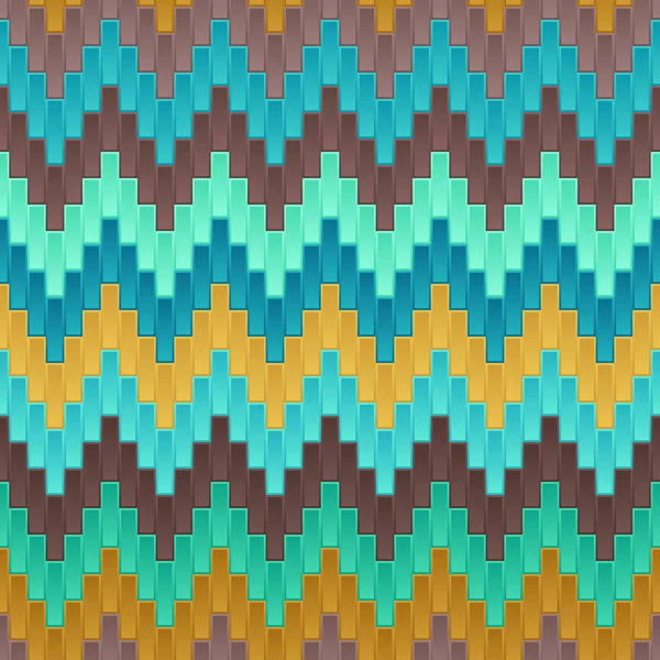 Universal Abstract Seamless Pattern Blue Brown Turquoise Yellow Rectangles Zigzag — стоковий вектор