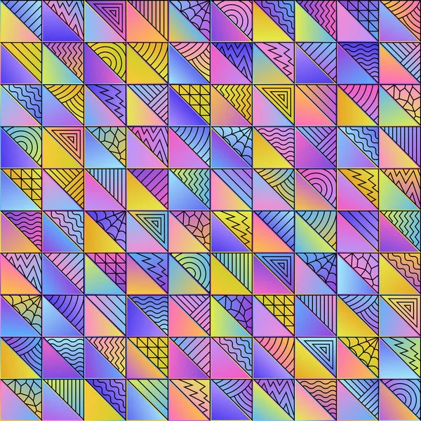 Warna Gradien Geometrik Abstrak Pola Tanpa Laut Seni Segitiga Doodle - Stok Vektor