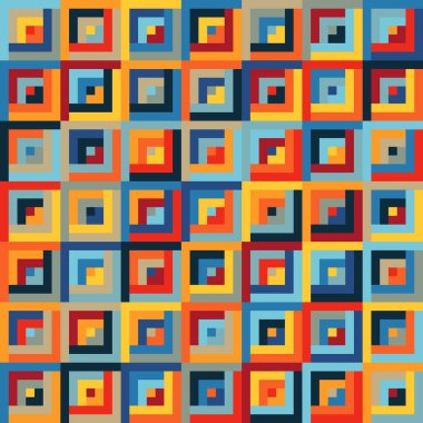 Evrensel Soyut Grafik Simetrik Şekilsiz Şekil Geometrik Çizgili Kareler. Uyumlu Sonbahar Renk Paleti