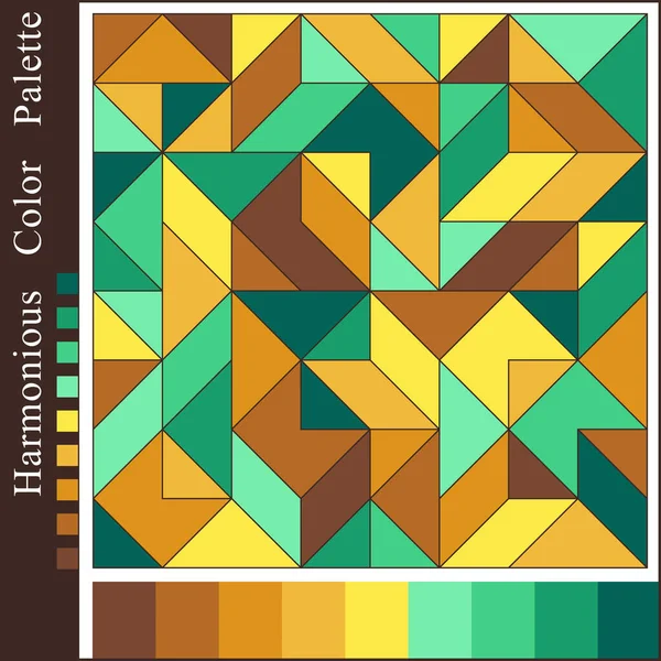 Kontrast Harmonijny Paleta Kolorów Geometryczne Tło Mięty Cyjanu Brązu Żółty — Wektor stockowy