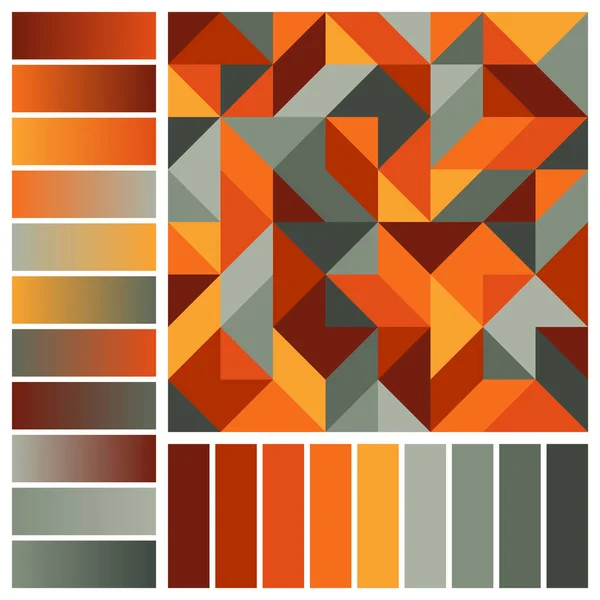 Harmonische Palette Von Herbstfarben Und Farbverläufen Mit Geometrischer Komposition Burgund — Stockvektor