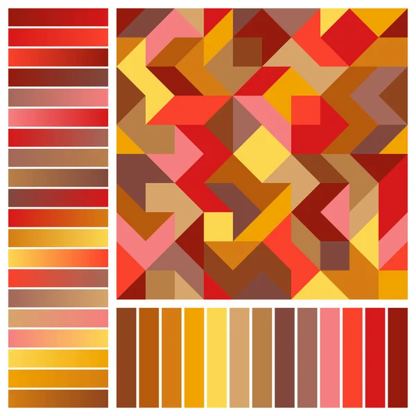 Harmonijna Paleta Kolorów Geometryczną Kompozycją Brązowych Burgundowych Czerwonych Różowych Żółtych — Wektor stockowy