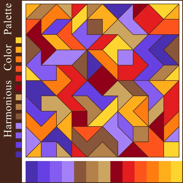 Paleta Colores Armoniosa Con Composición Geométrica Marrón Naranja Rojo Violeta — Vector de stock