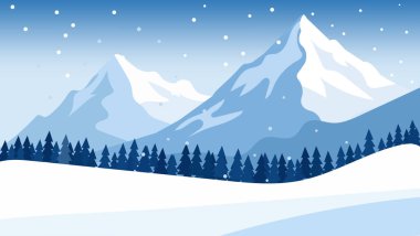 Karla kaplı tepeleri ve çam ormanı resimleriyle kışın dağ manzarası